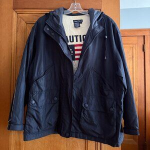 Nautica Jacket Mens Small Navy Zip Up Windbreaker Nautica Classics Cotton lining